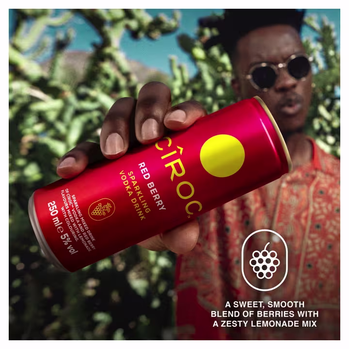Cîroc Red Berry Sparkling Vodka Drink in a persons hand