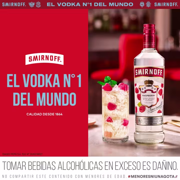 Vodka Smirnoff Raspberry Botella 700ml