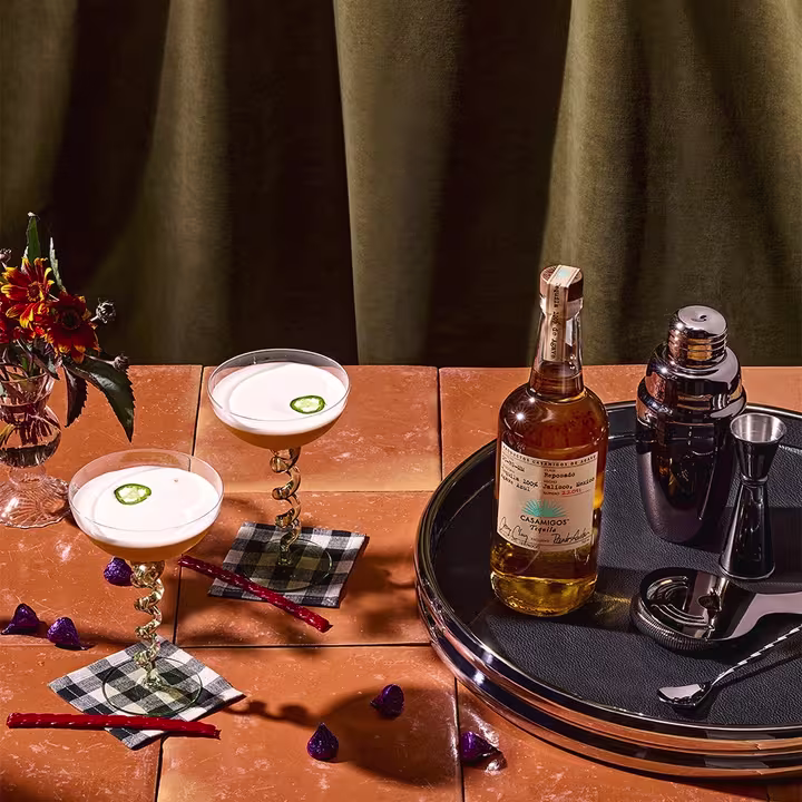 Casamigos Reposado Tequila lifestyle shot with glass
