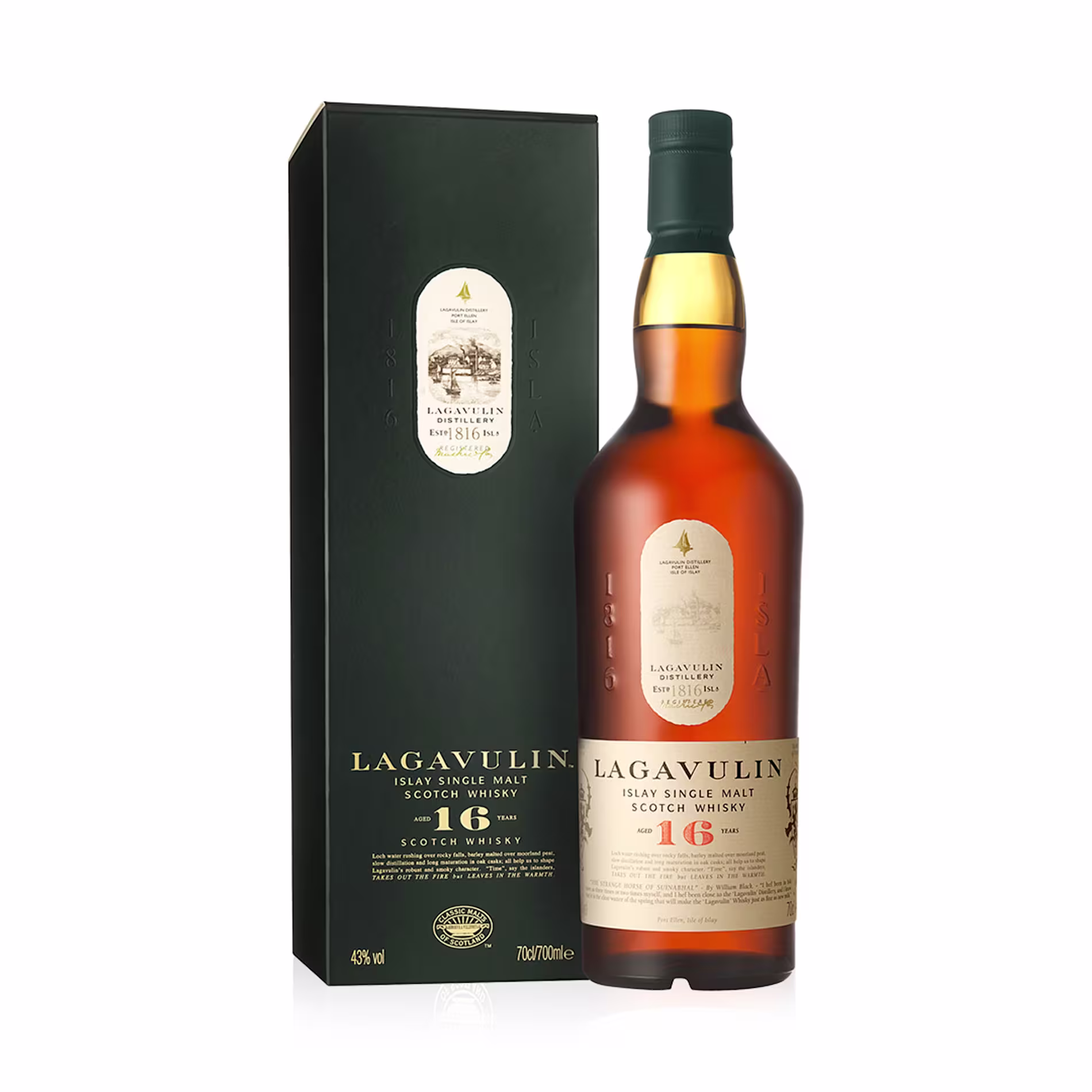 Lagavulin 16 Year Old Single Malt Scotch Whiskybottle with box