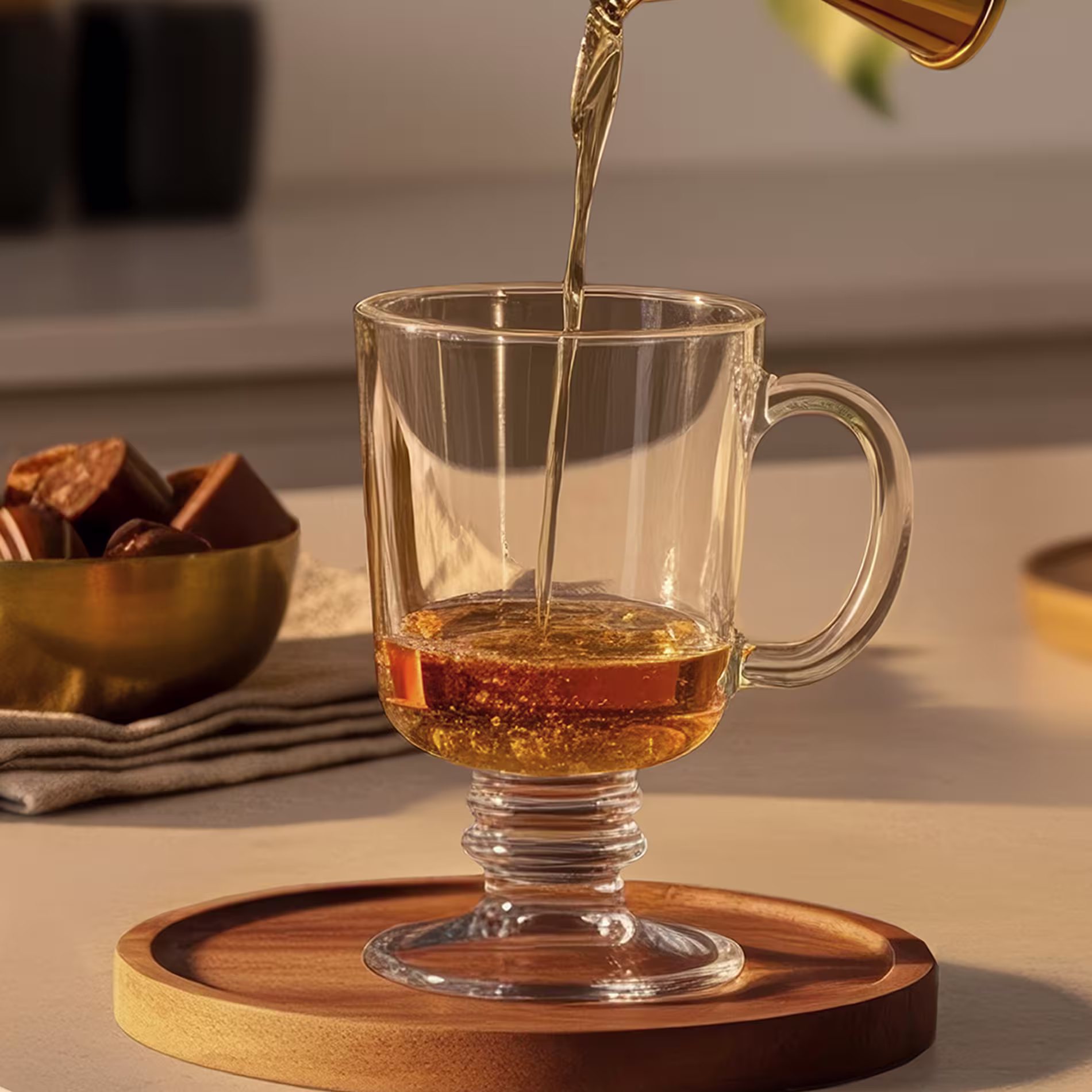 A whiskyt hőálló pohárba öntjük.