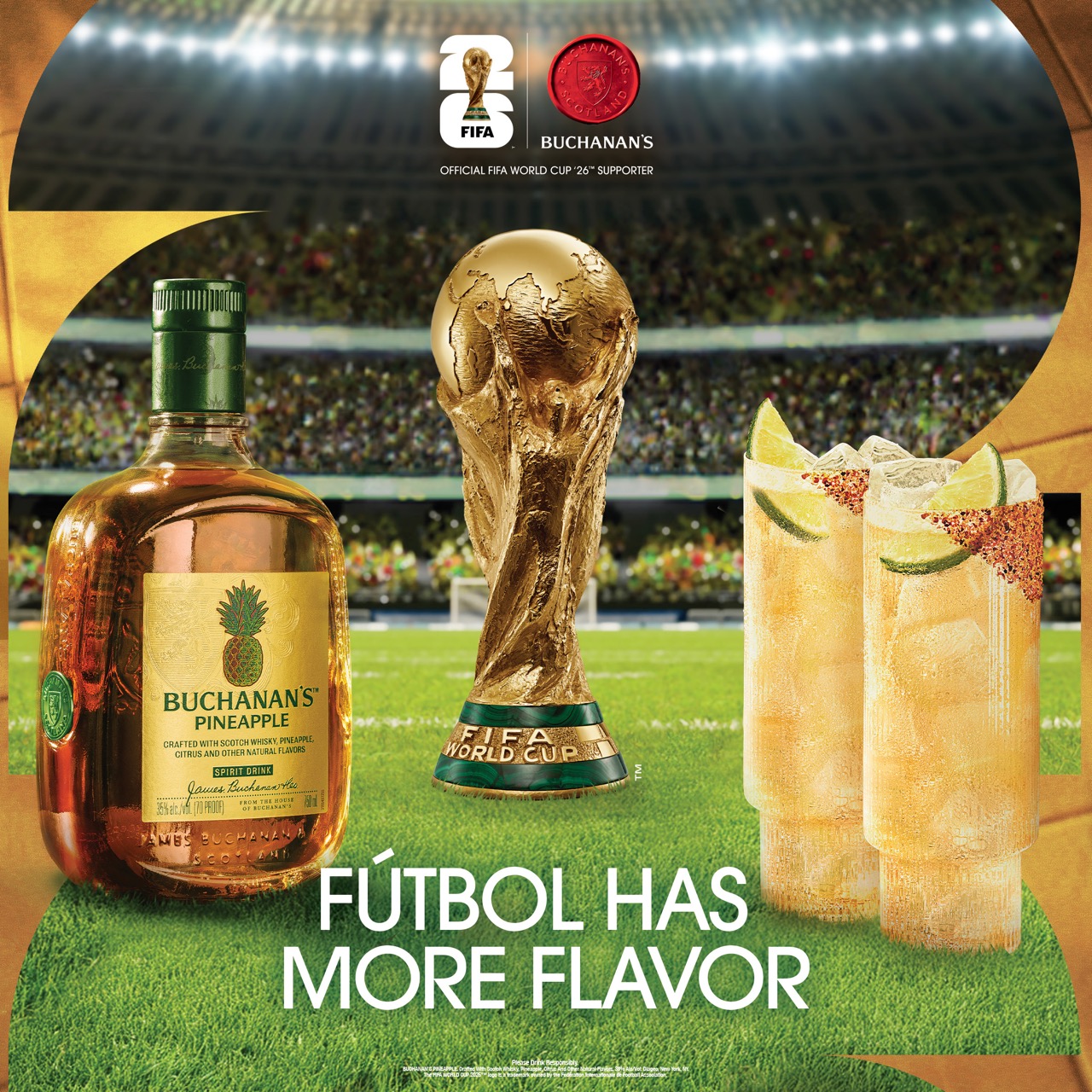 Buchanans Pineapple with Serves and FIFA Trophy 