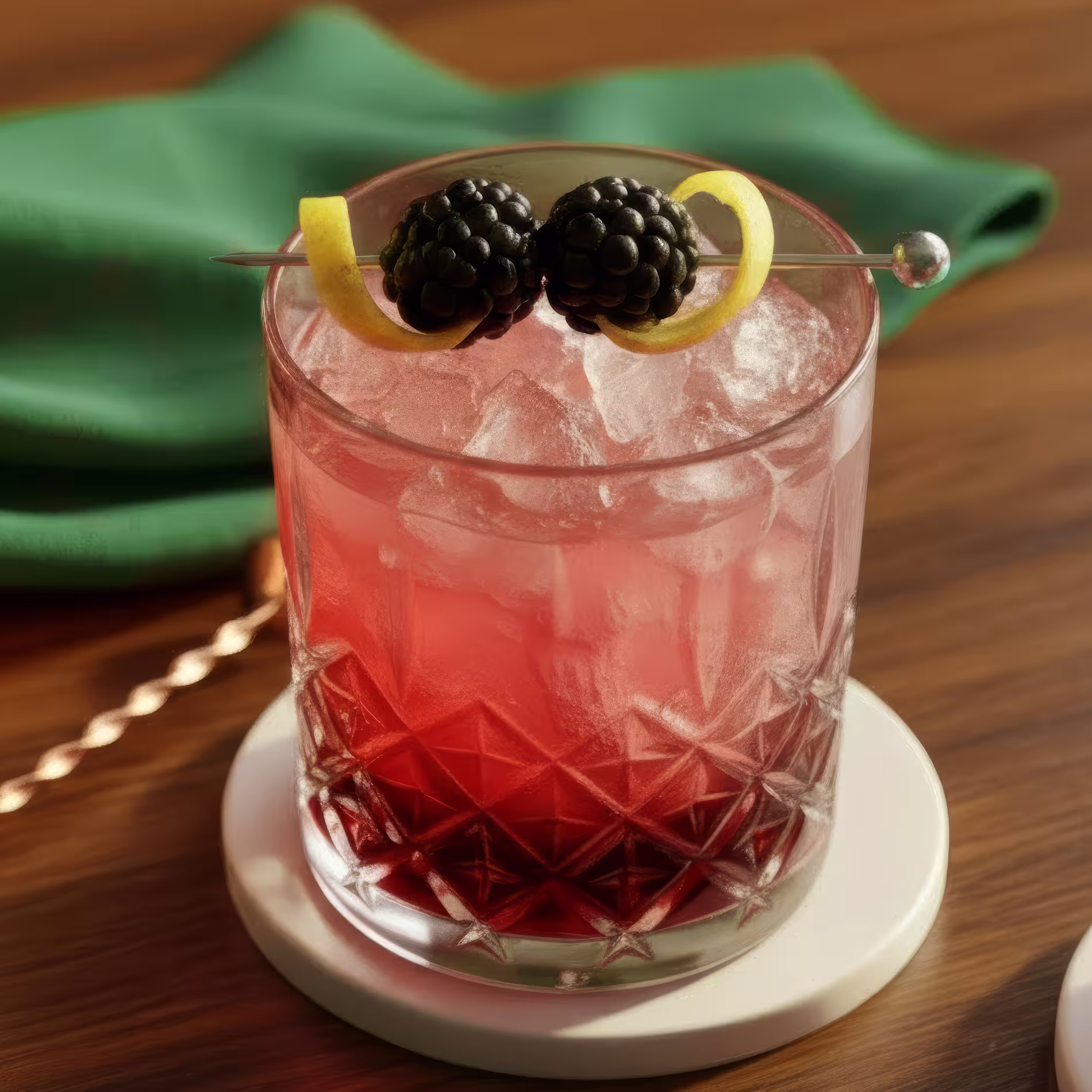 Egy Bramble koktél és a hozzá tartozó köret