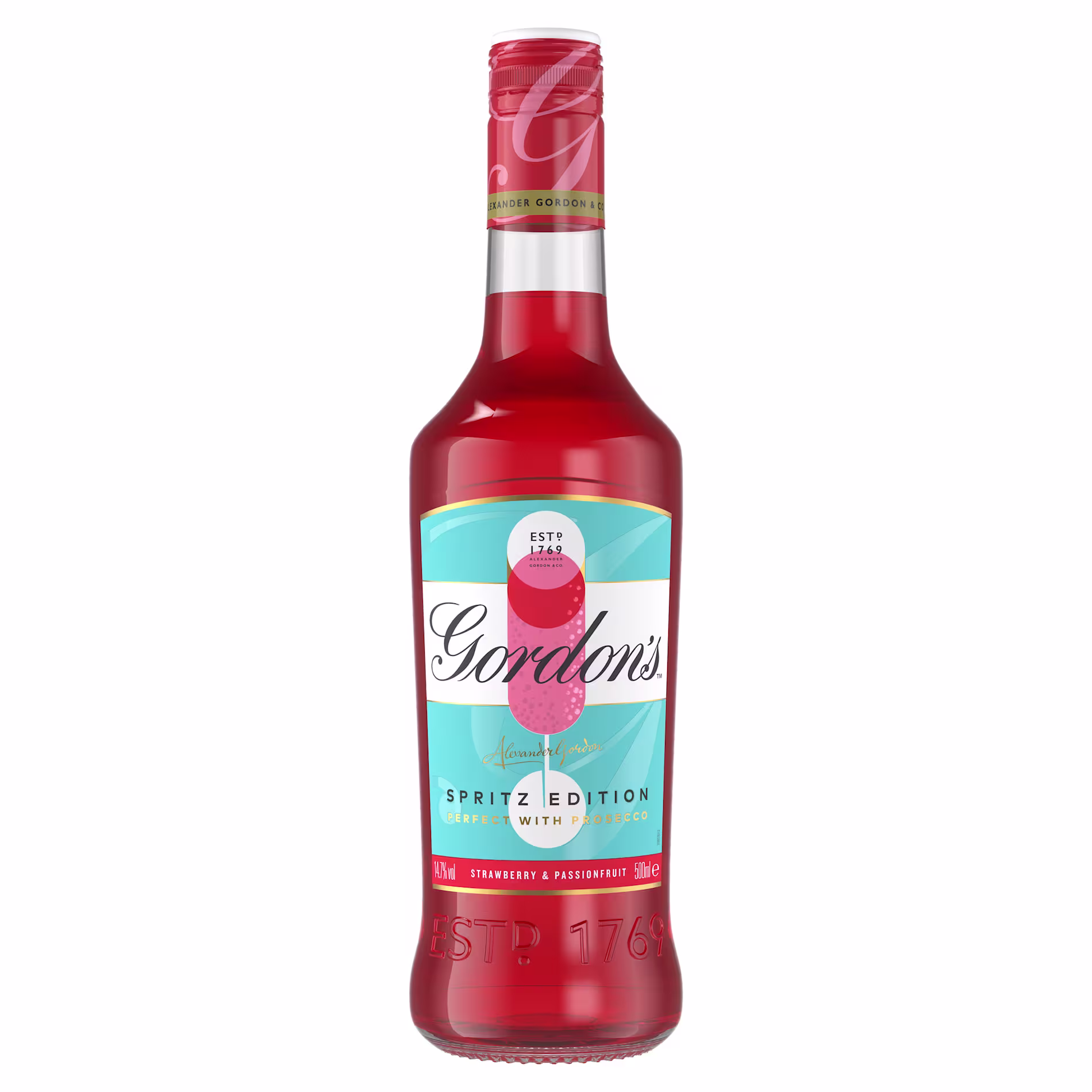 Gordons Strawberry & Passionfruit Spritz Edition, 50cl Bottle Front