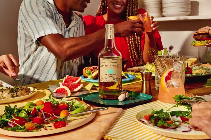 Casamigos Reposado Tequila lifestyle shot with glass