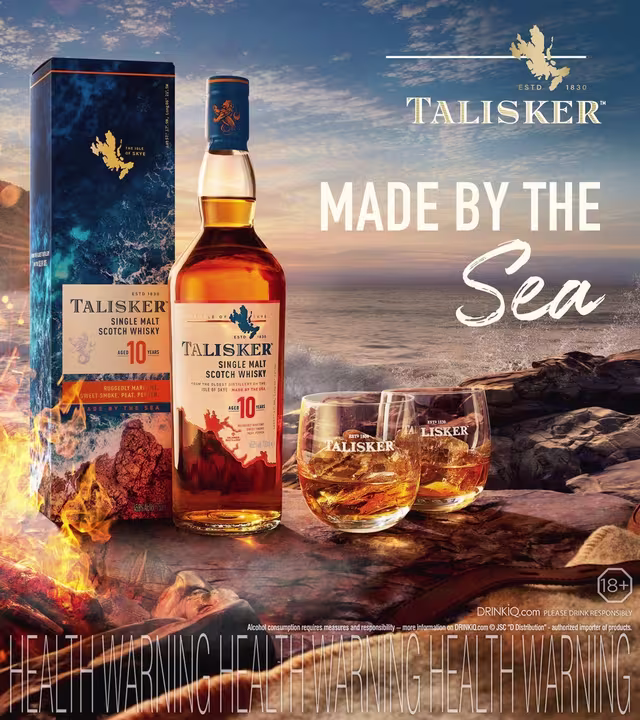 Talisker 10 Year Old Single Malt Scotch made by the sea