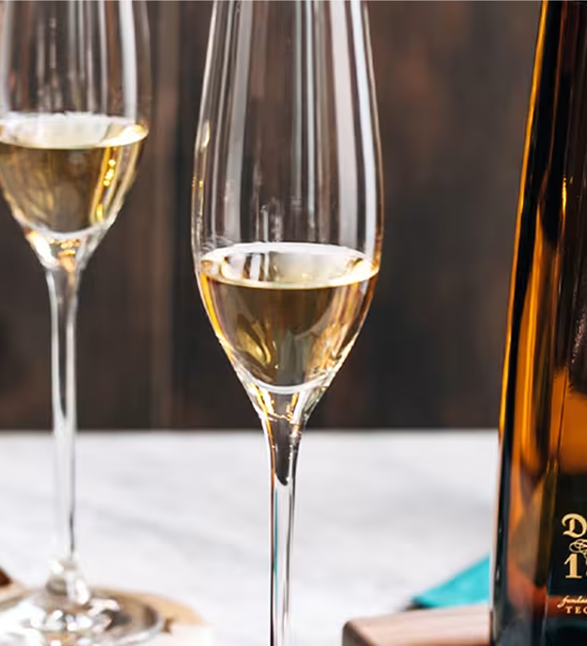 Champagne flutes of Don Julio 1942 Signature Serve