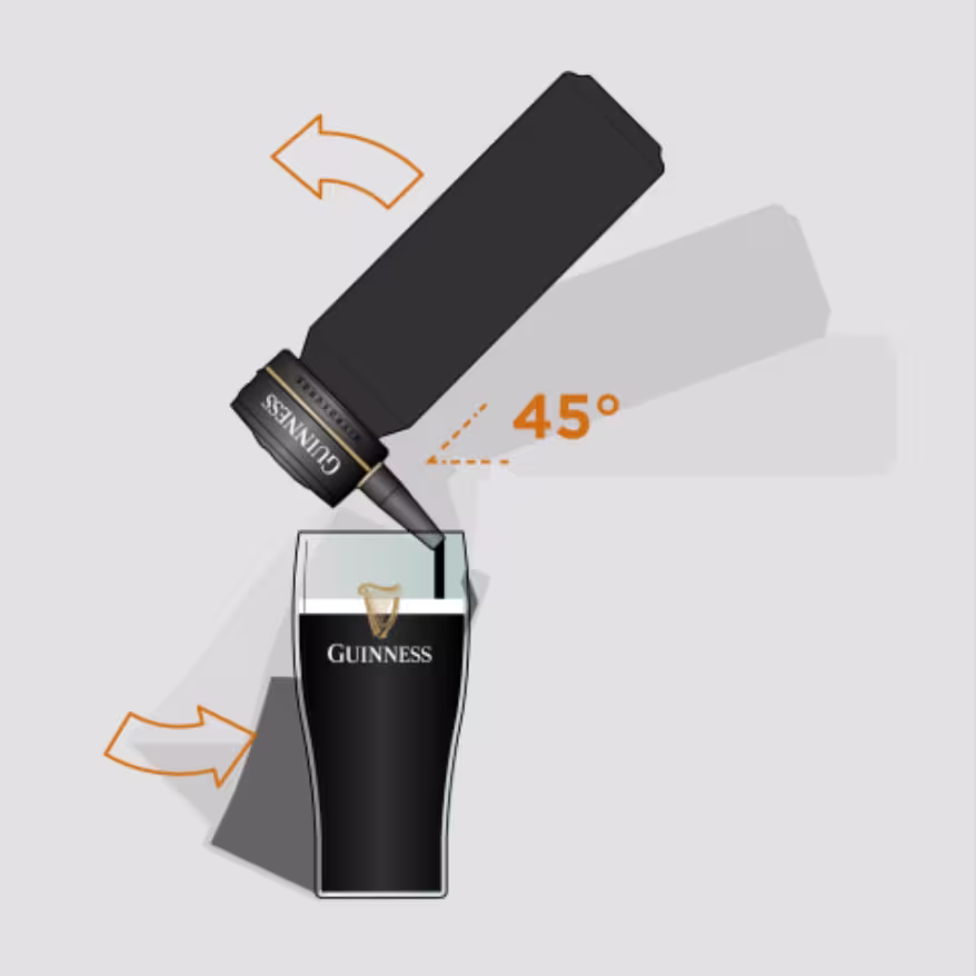 Pour the liquid into the device while holding it at a 45° angle to ensure even distribution.