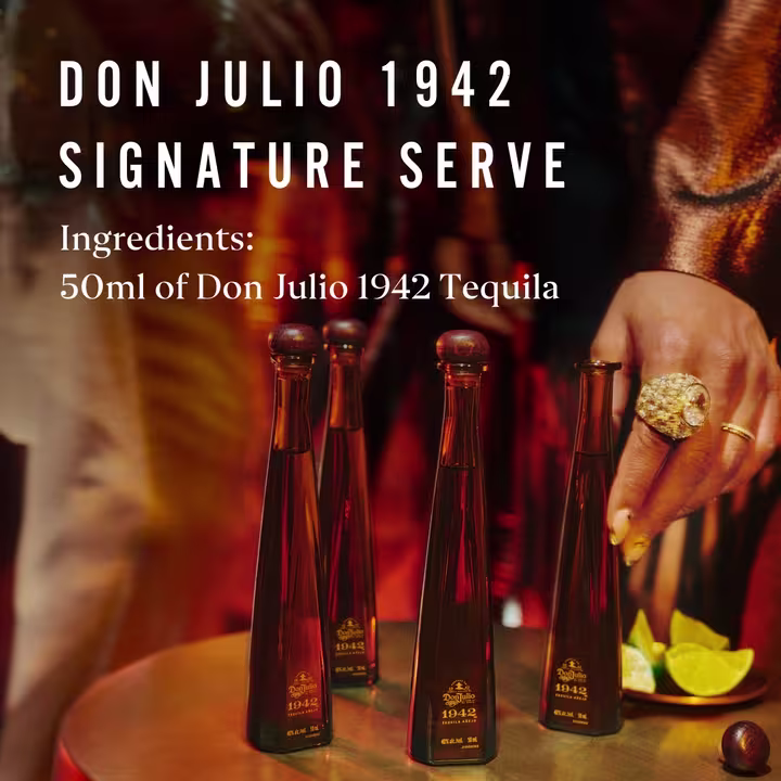 1942 5cl Bottles - Image with text: 'Signature Serve: 50ml Don Julio 1942'