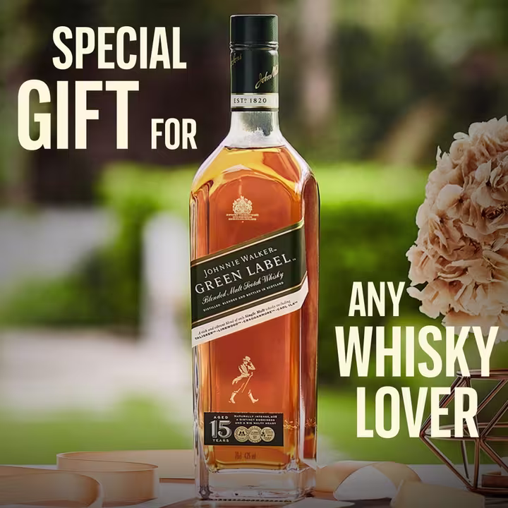 Johnnie Walker Green Label Blended Malt Scotch Whisky, 70cl with Gift Box Gifting