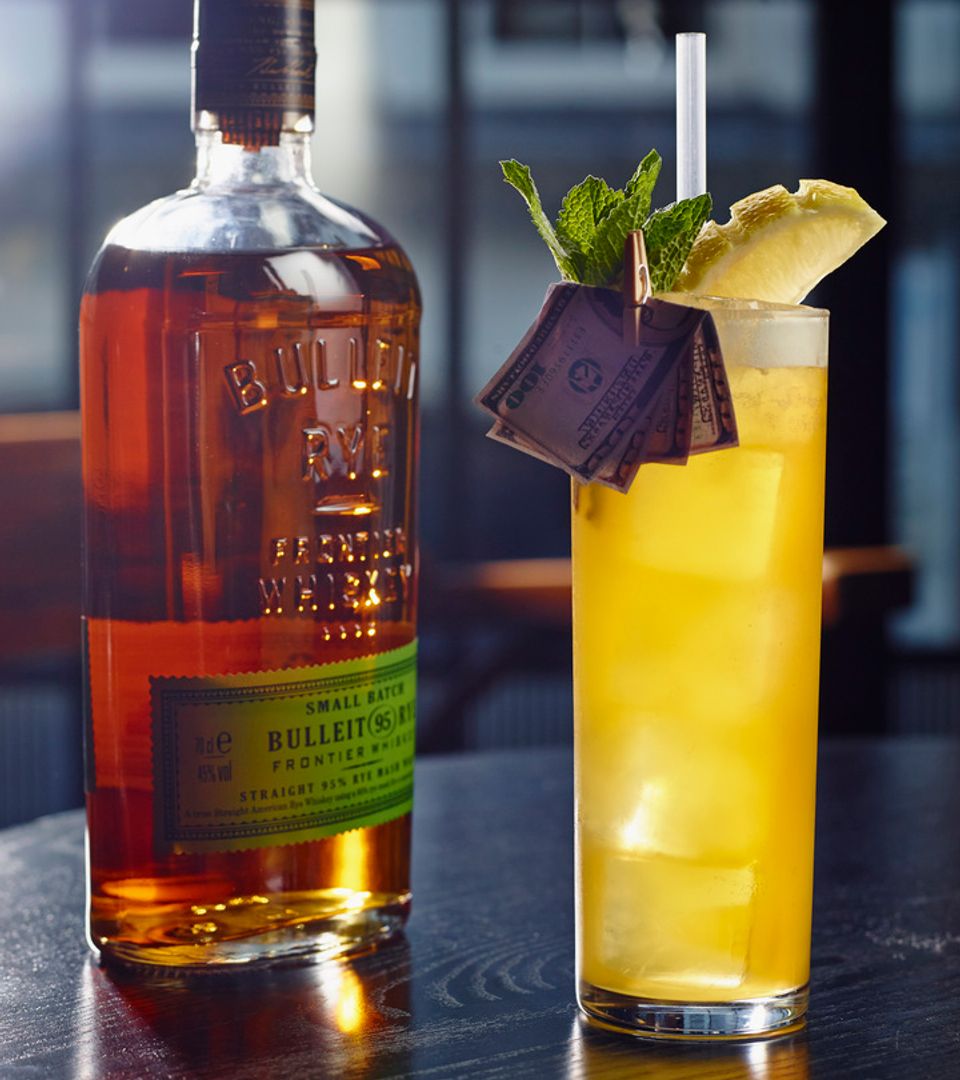 Bulleit 95 Rye Bourbon Frontier Whisky with highball glass