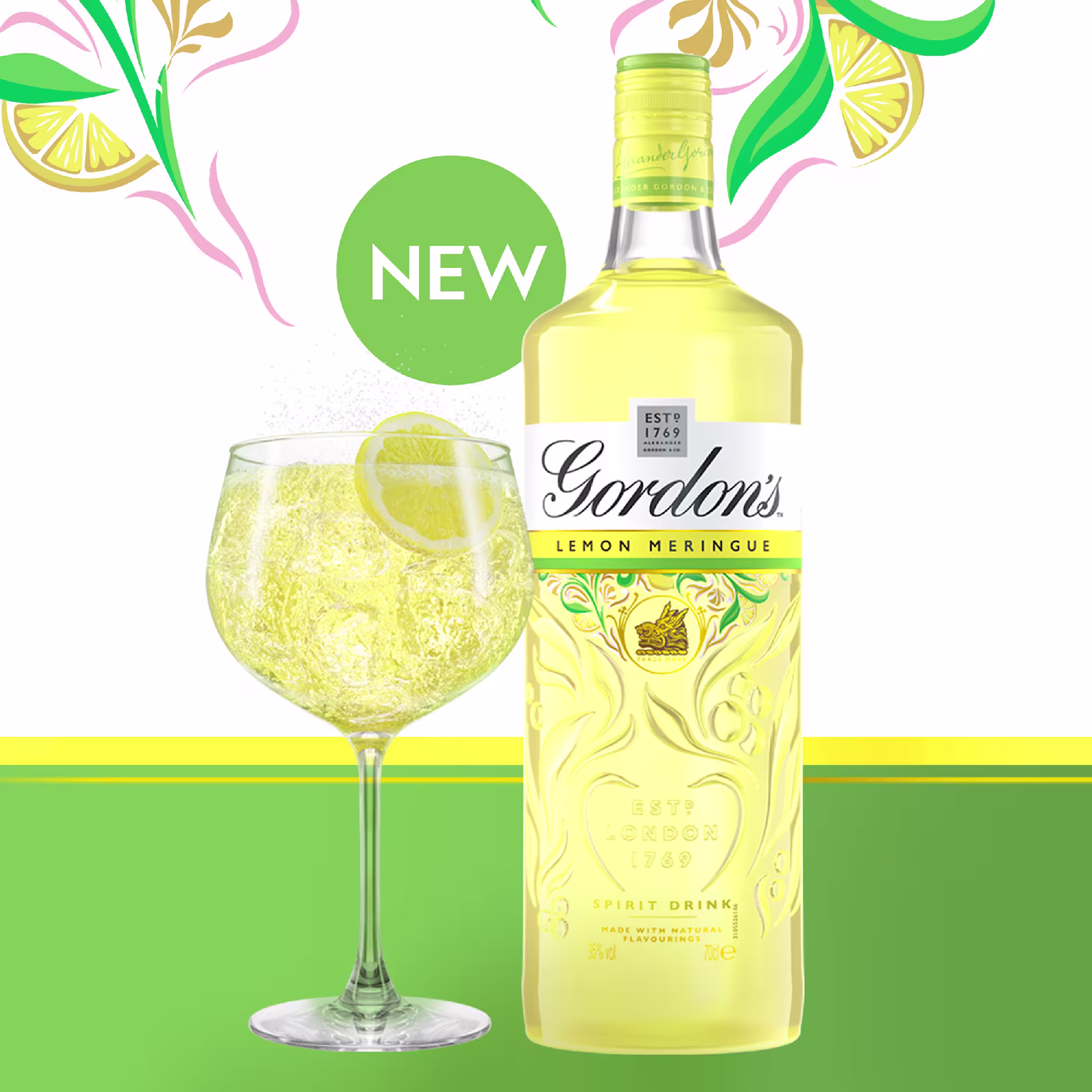 NEW - Gordons Lemon Meringue Spirit Drink, 70cl