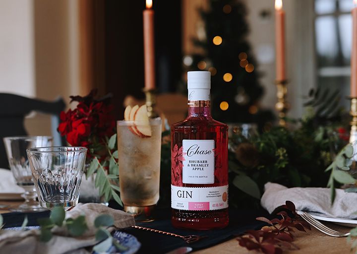Chase Rhubarb & Apple Gin on table 