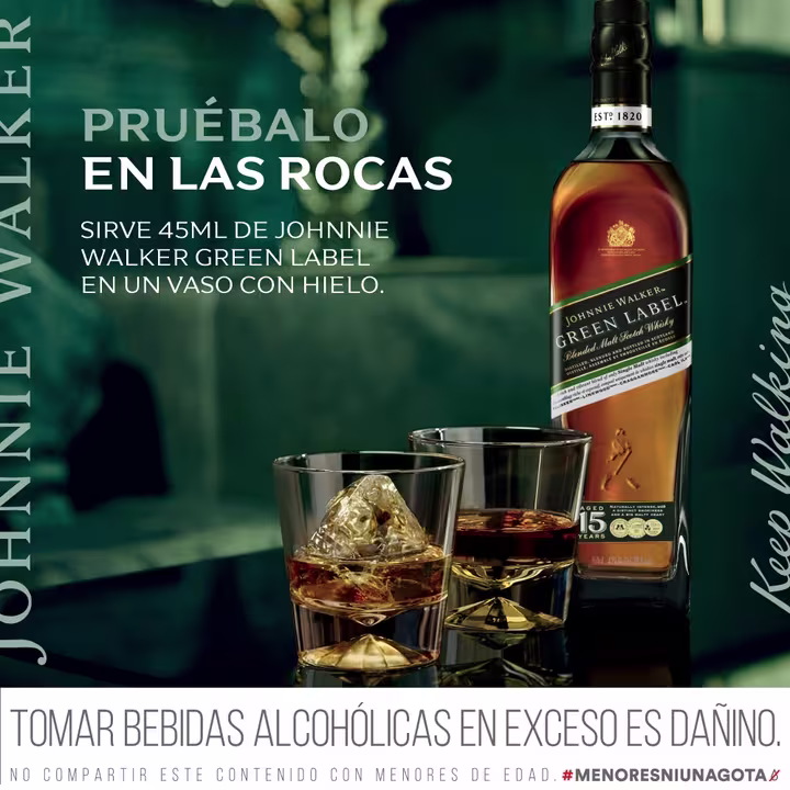 Prueba Whisky Johnnie Walker Green Label en las rocas