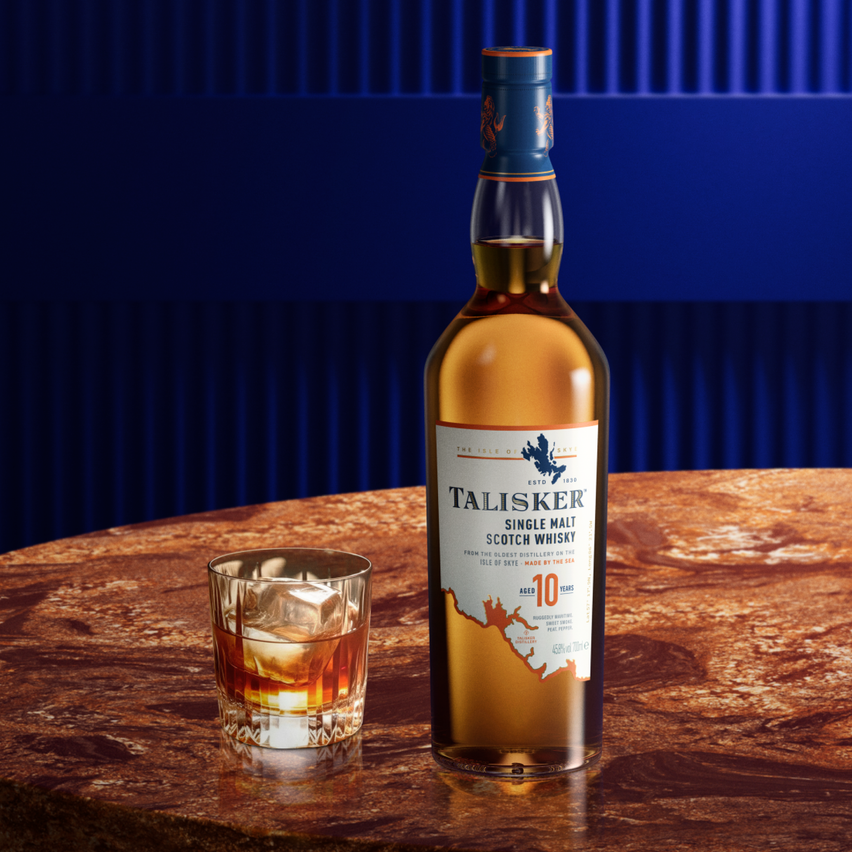 Talisker bottle and a dram