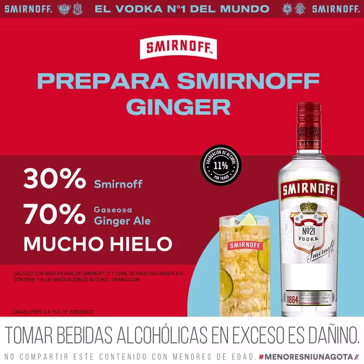 Vodka Smirnoff N°21 Botella 700ml
