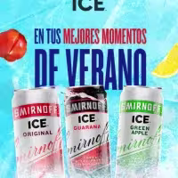 Banner de Smirnoff Ice con latas de tres sabores