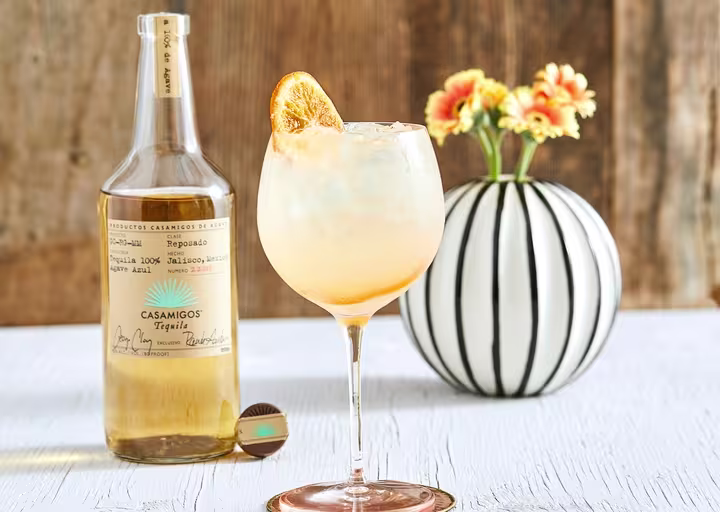 Casamigos Reposado Tequila lifestyle shot with glass