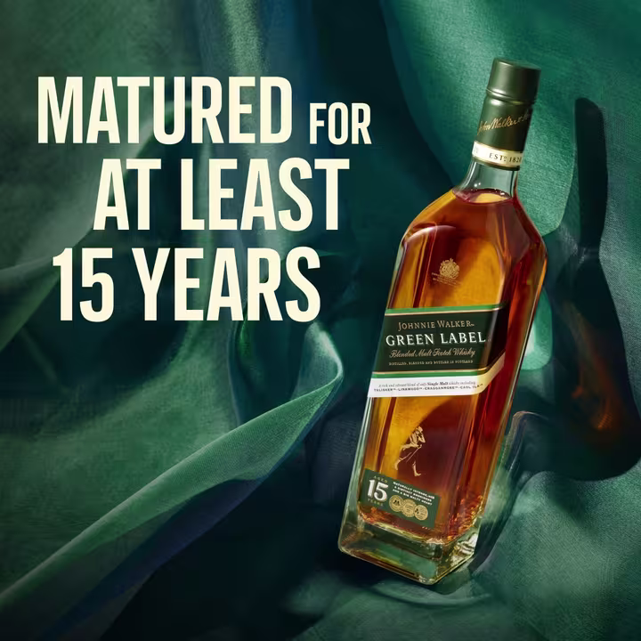 Johnnie Walker Green Label Blended Malt Scotch Whisky, 70cl with Gift Box heritage