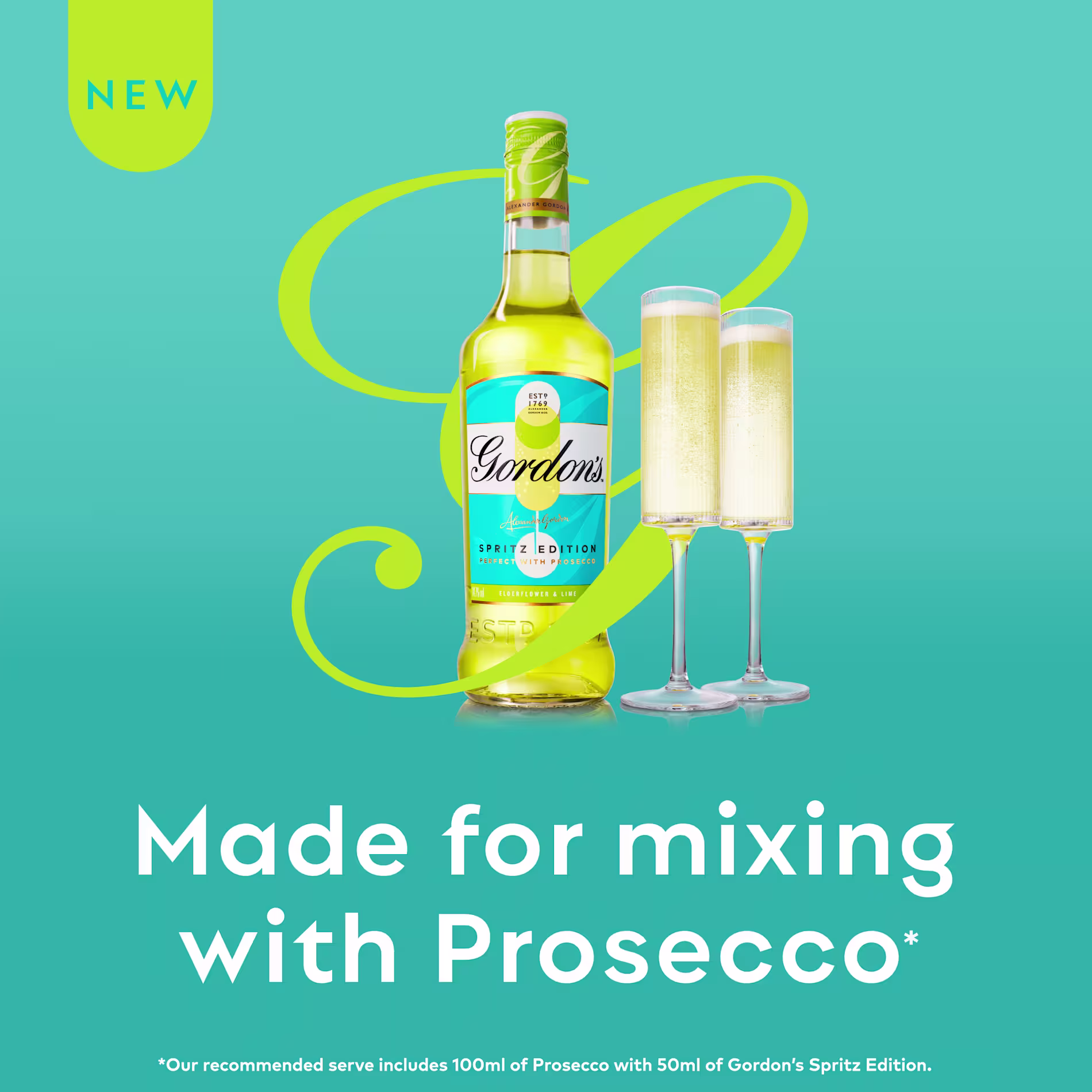 Image with text - "Made for mixing with Prosecco"