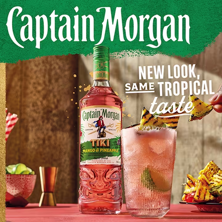 Captain Morgan Tiki Pineapple & Mango Spirit Drink, 0.7L promo