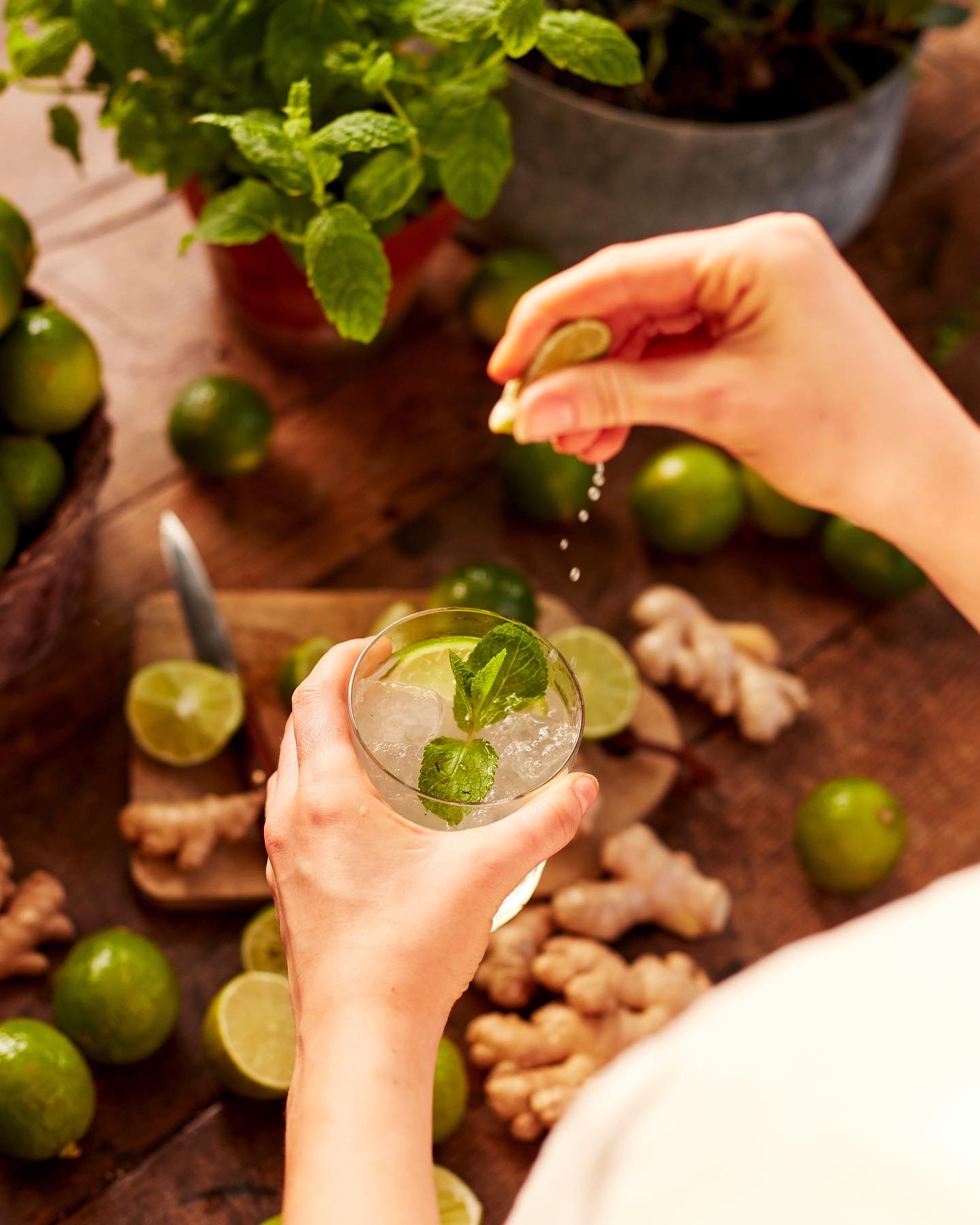 Making cocktail with herbs and spices