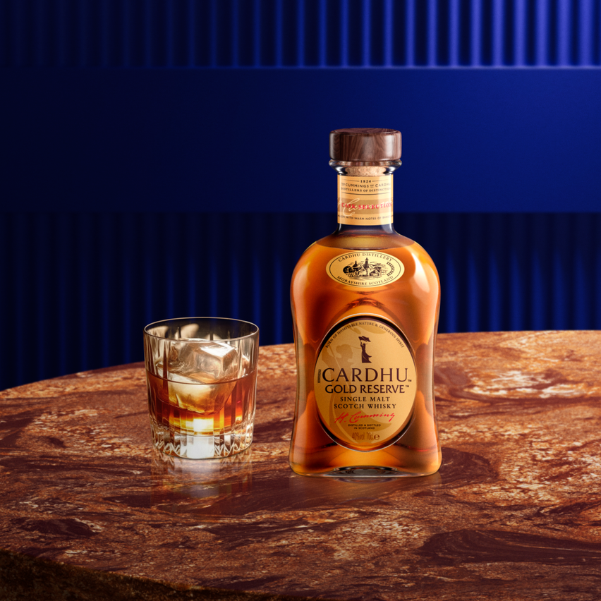 Bottle of Cardhu and a glass