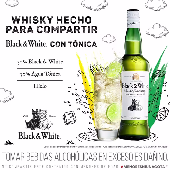 Whisky Black & White Botella 750ml