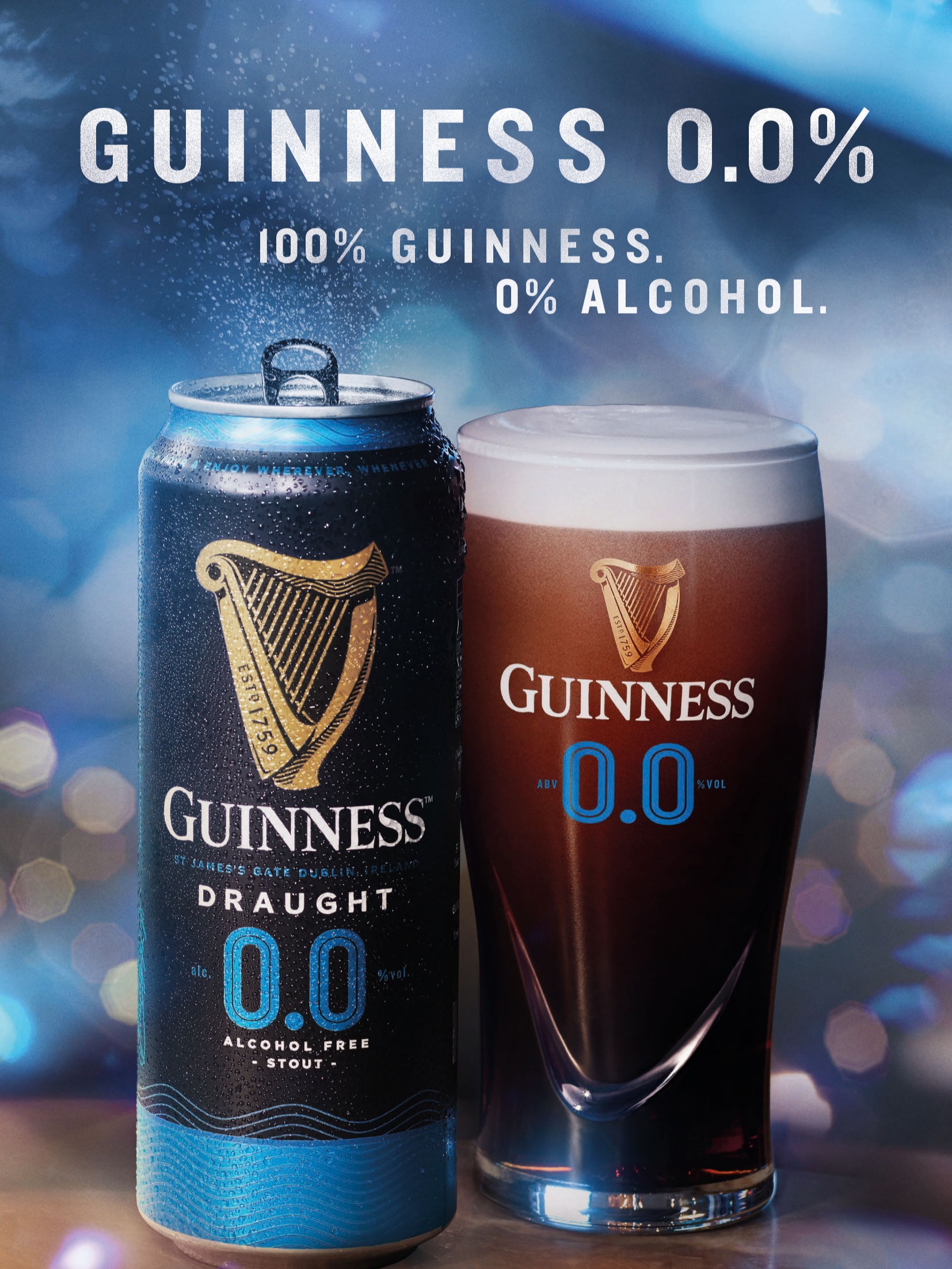 Guinness 0.0 and Pint Glass - "100% Guinness, 0% Alcohol"