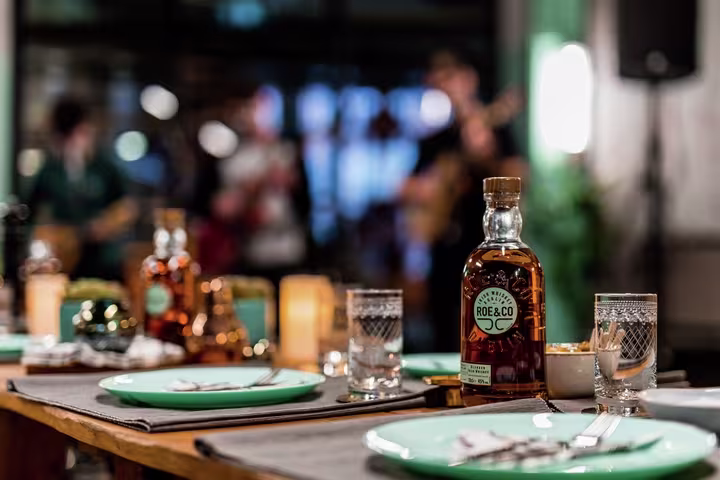 Roe and co bottled on a table