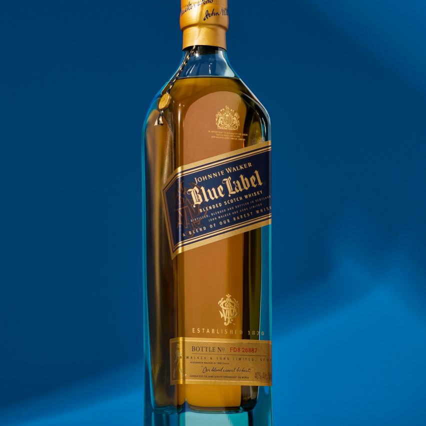 Johnnie Walker Blue Label bottle of whisky