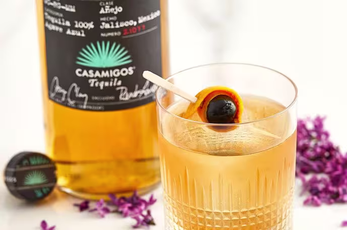 casamigos anejo on the rocks with bottle