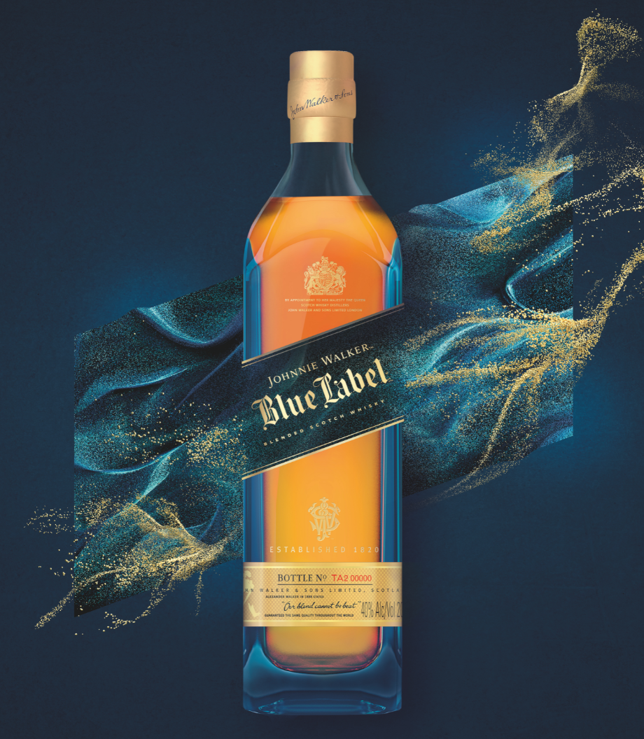 JW Blue 20cl on blue backdrop