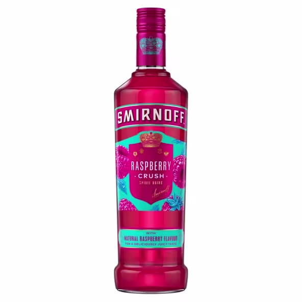 Smirnoff Raspberry Crush Spirit Drink, 70cl engrave