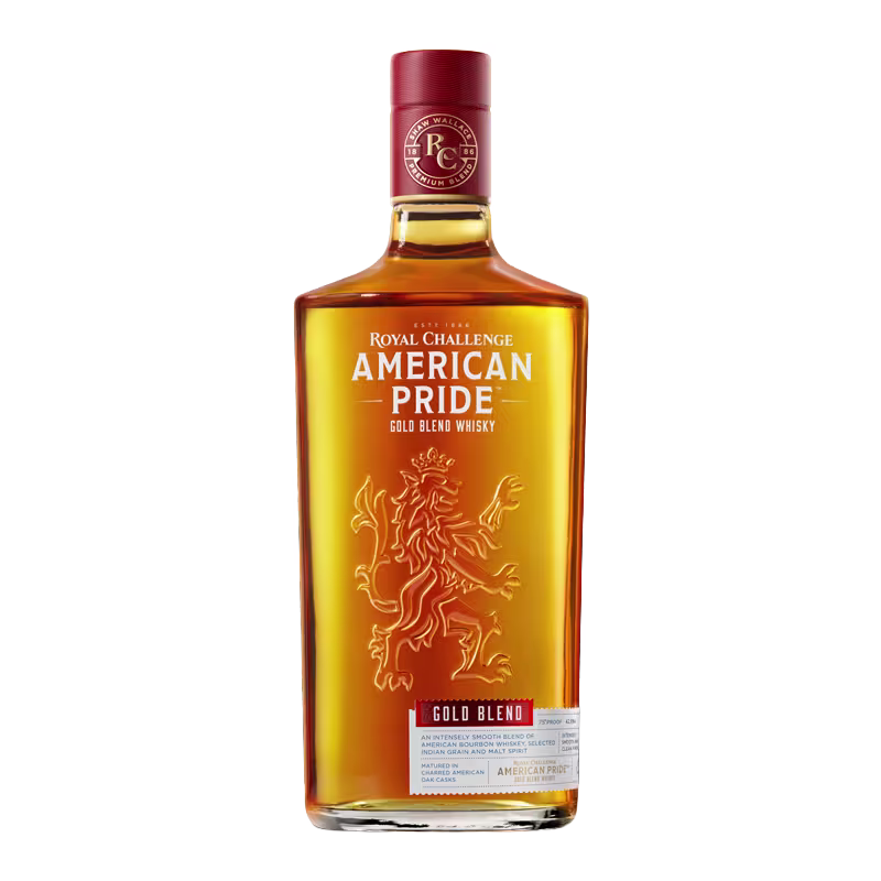 Royal Challenge American Pride Whisky bottle front.