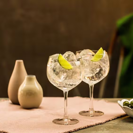 La imagen presenta dos copas que contienen el cóctel Gin & Tonic.