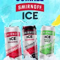 Banner de Smirnoff Ice con latas de tres sabores