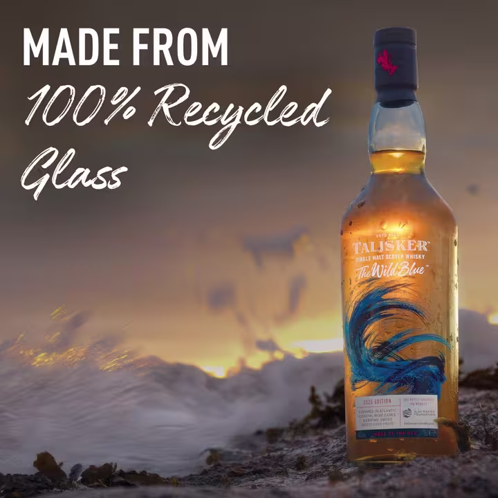 Image with text: 'Made from 100% Recycled Glass'
