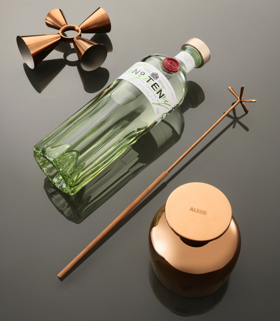 Tanqueray No.TEN & Alessi Kit on Table