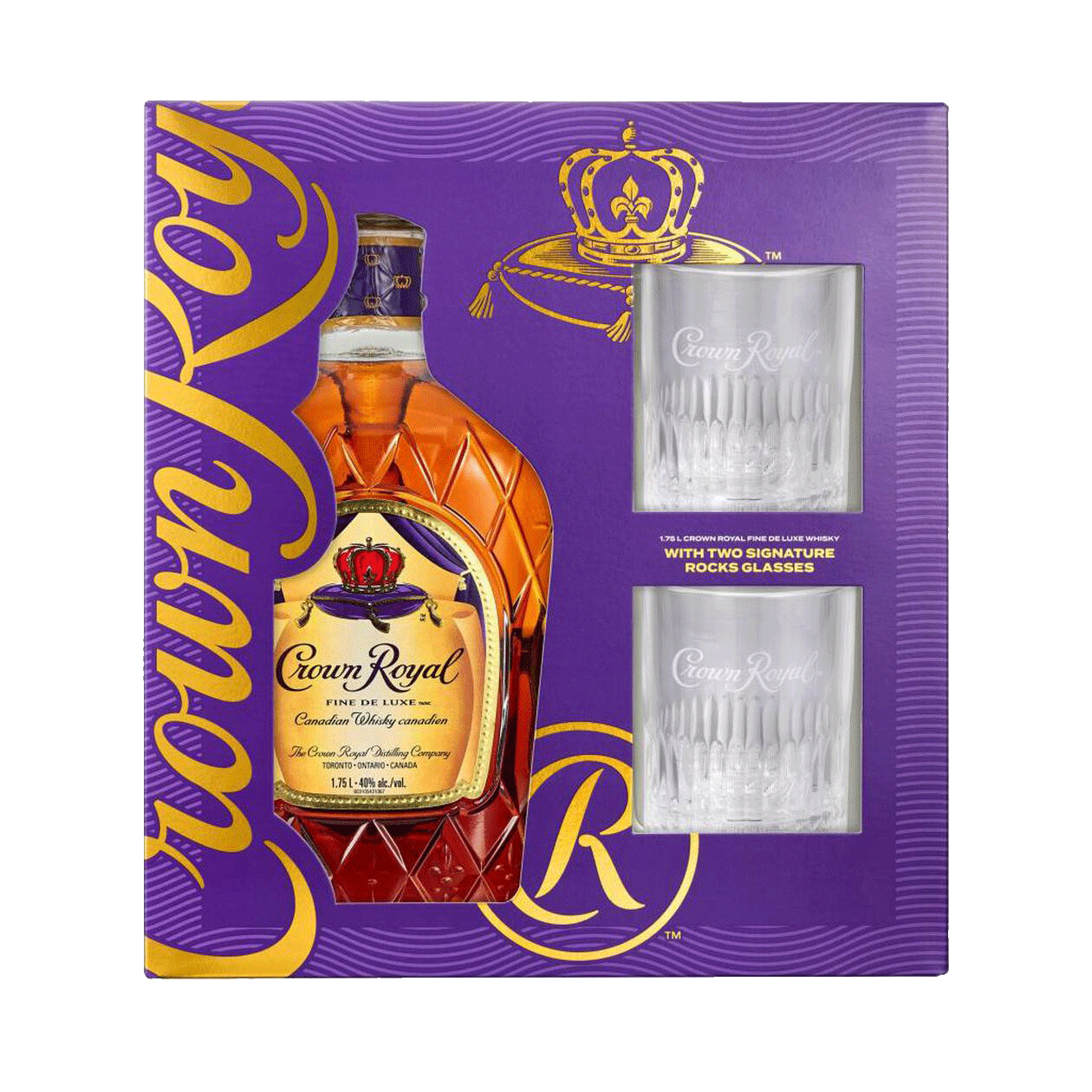 Crown Royal Fine De Luxe Holiday Gift Set with Rocks Glasses | The