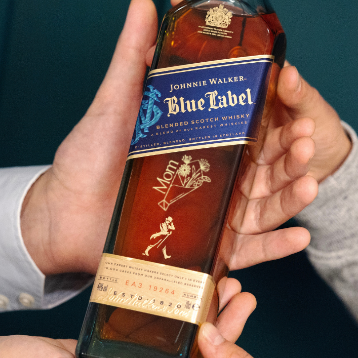 Johnnie Walker Blue Label Mother's Day Engraved Bottle | Floral