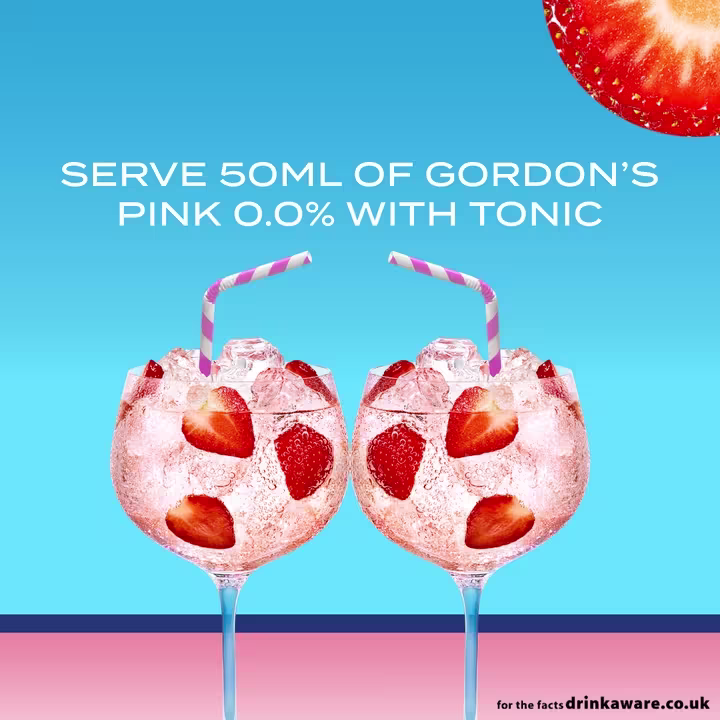 Gordon’s Premium Pink 0.0% Alcohol Free Spirit serve