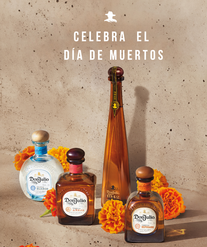 Imagen de una botella de Don Julio Reposado con la leyenda "En memoria de los nuestros"
