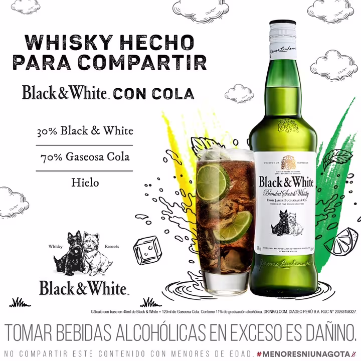 Whisky Black & White Botella 750ml