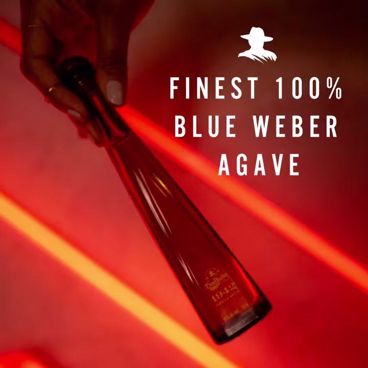 1942 Bottle - Image with text: 'Finest 100% Blue Weber Avage'