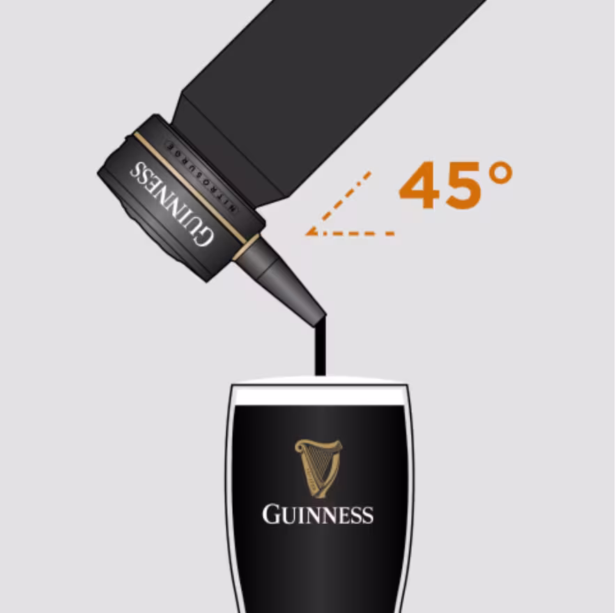 Use the device to create a nitro beverage, holding it correctly as shown.
