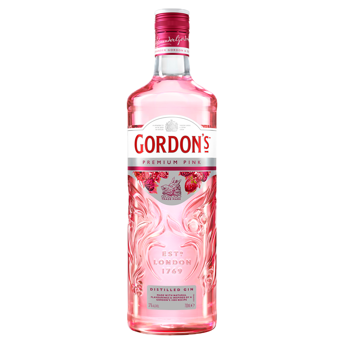 Gordon’s Premium Pink Spirit drink gin bottle