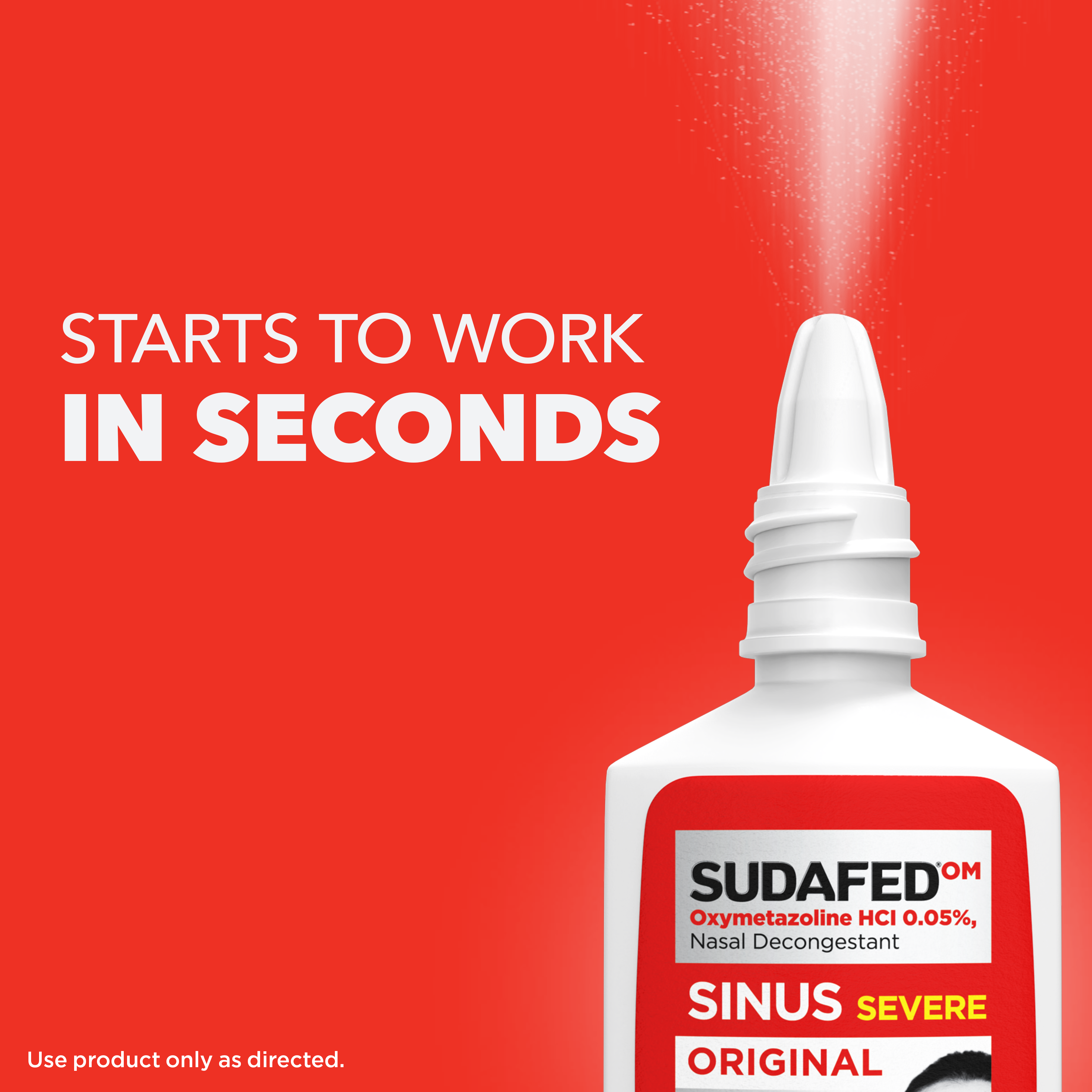 Sudafed® Sinus Severe Original Nasal Spray starts to work in seconds