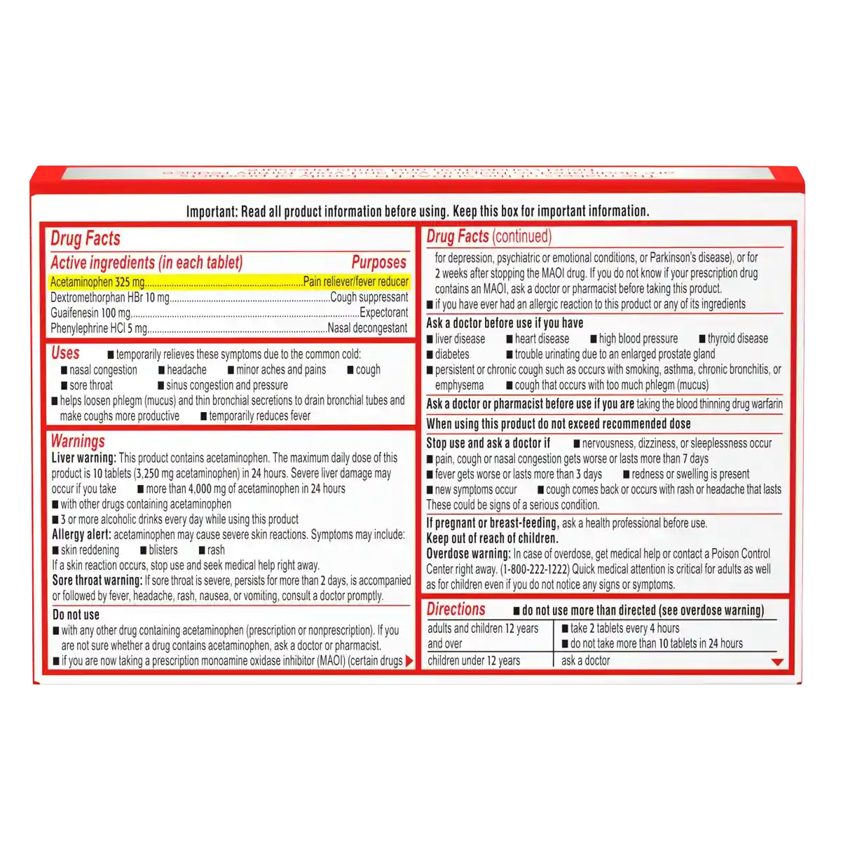 SUDAFED PE® Head Congestion + Flu Severe drug facts