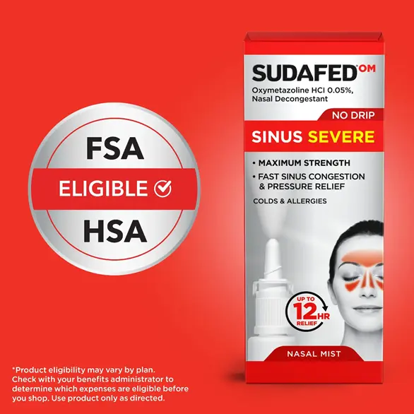 SUDAFED® Sinus Severe No Drip Nasal Spray Decongestant is FSA and ESA eligible* SUDAFED® Sinus Severe No Drip Nasal Spray Decongestant is FSA and ESA eligible*